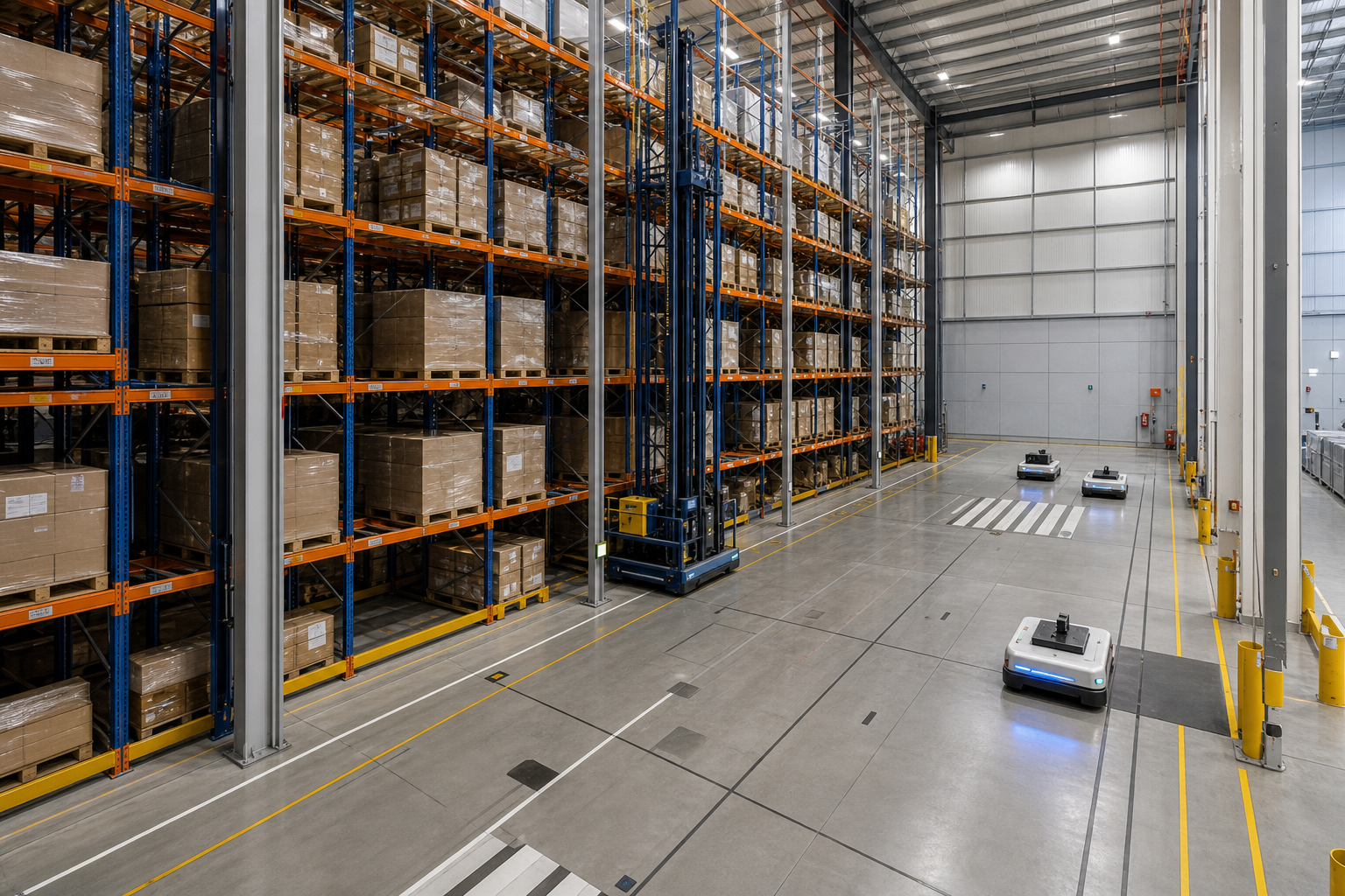 High-bay racking with autonomous mobile robots — source image input