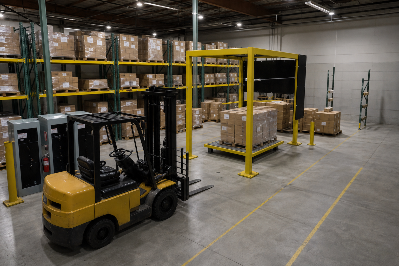 Forklift and palletizing area — source image input